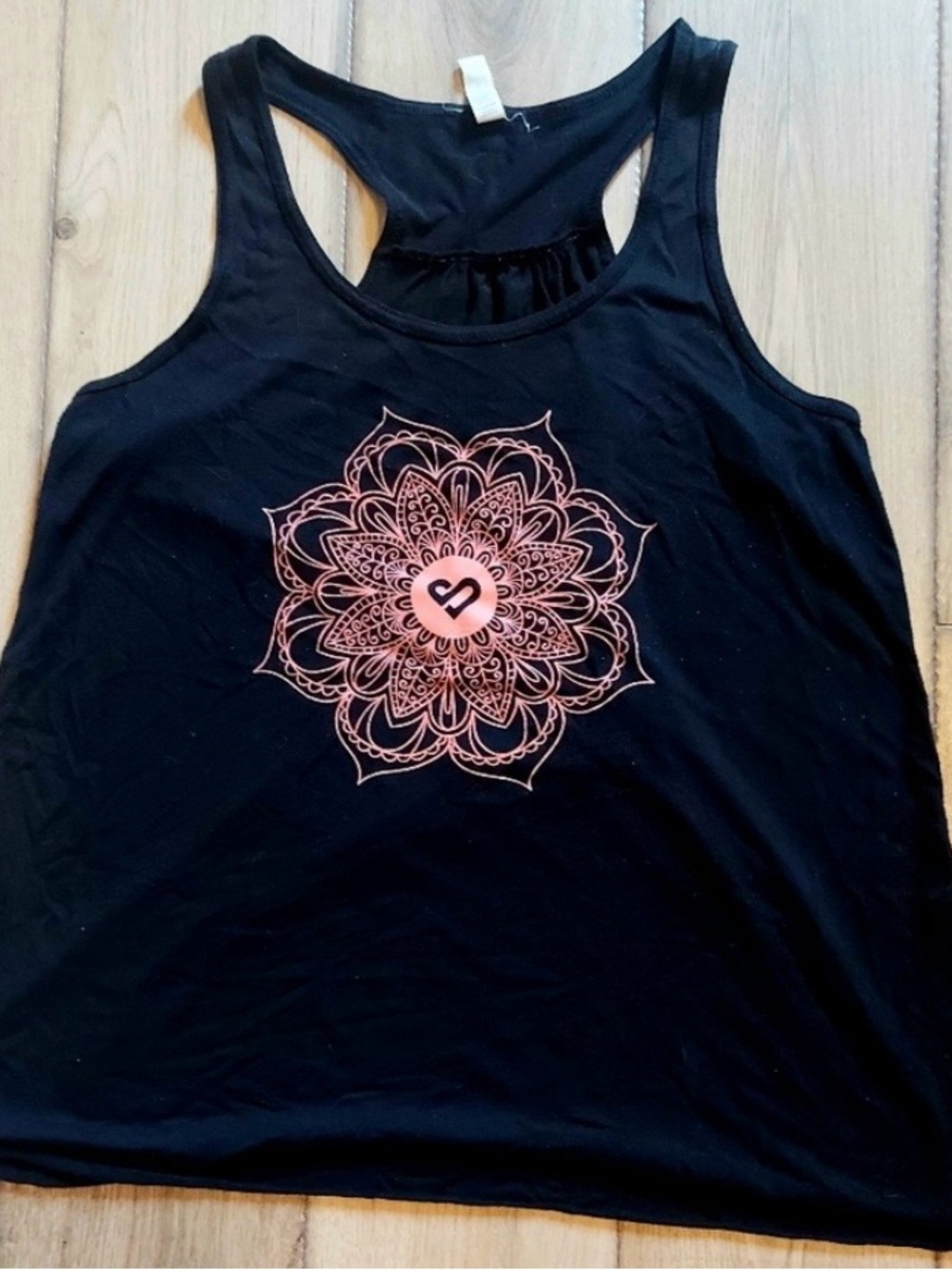 Silver Icing Black Women's Racerback Tank Top with Pink Mandala Graphic